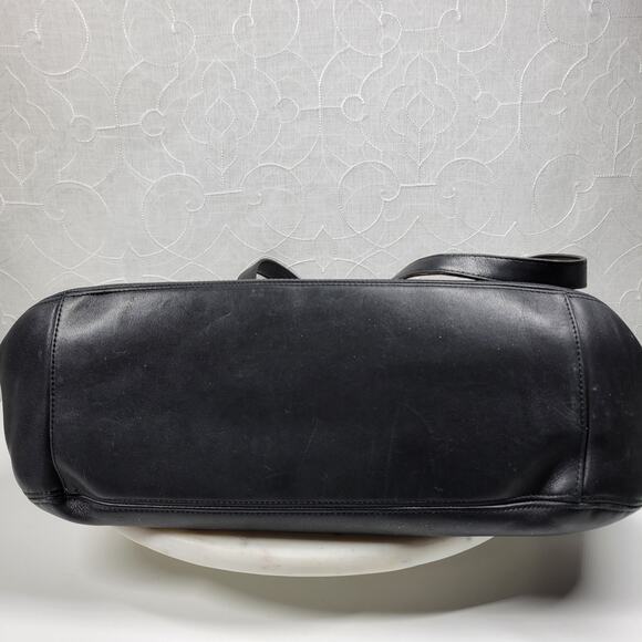 Vintage Coach Legacy Tote Bag Black‎ Soft Leather Compartments Shoulder Straps - Picture 12 of 16